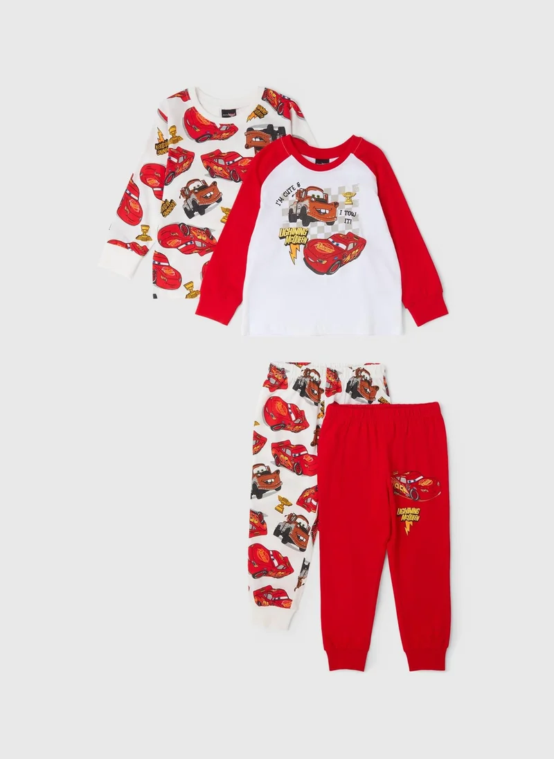 Matalan 2 Pack Cars Boys Cream Long Pyjama Set